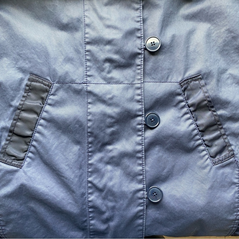 J.Crew Navy Blue Waxed Cotton Nylon Oversized Waterproof Rain Field Jacket M - Picture 9 of 16